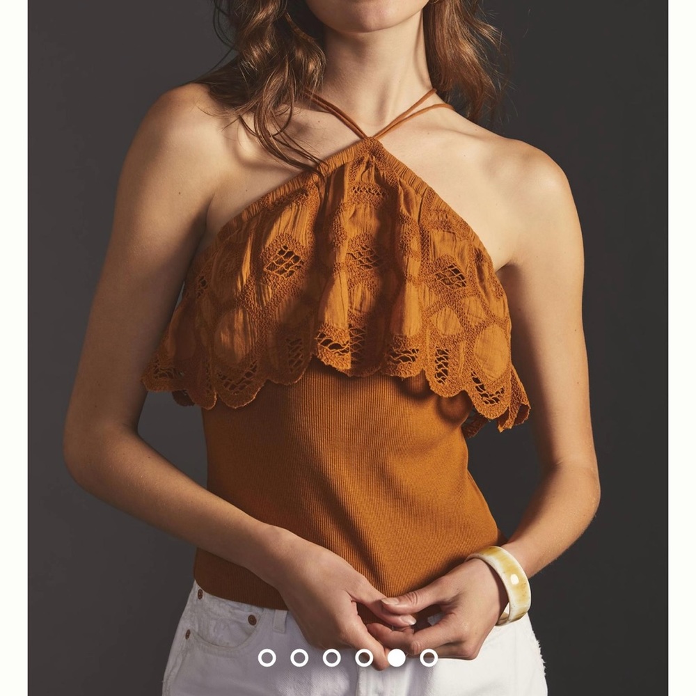 Anthropologie Ruffled Halter Tank